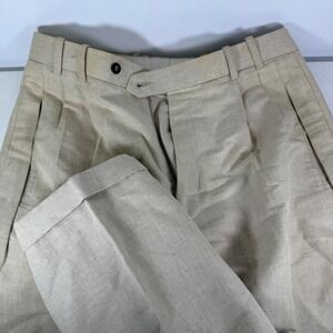 J. RIGGINS Mens Pleated Linen Cotton Blend Casual Dress Pants Size 32x32 Tan